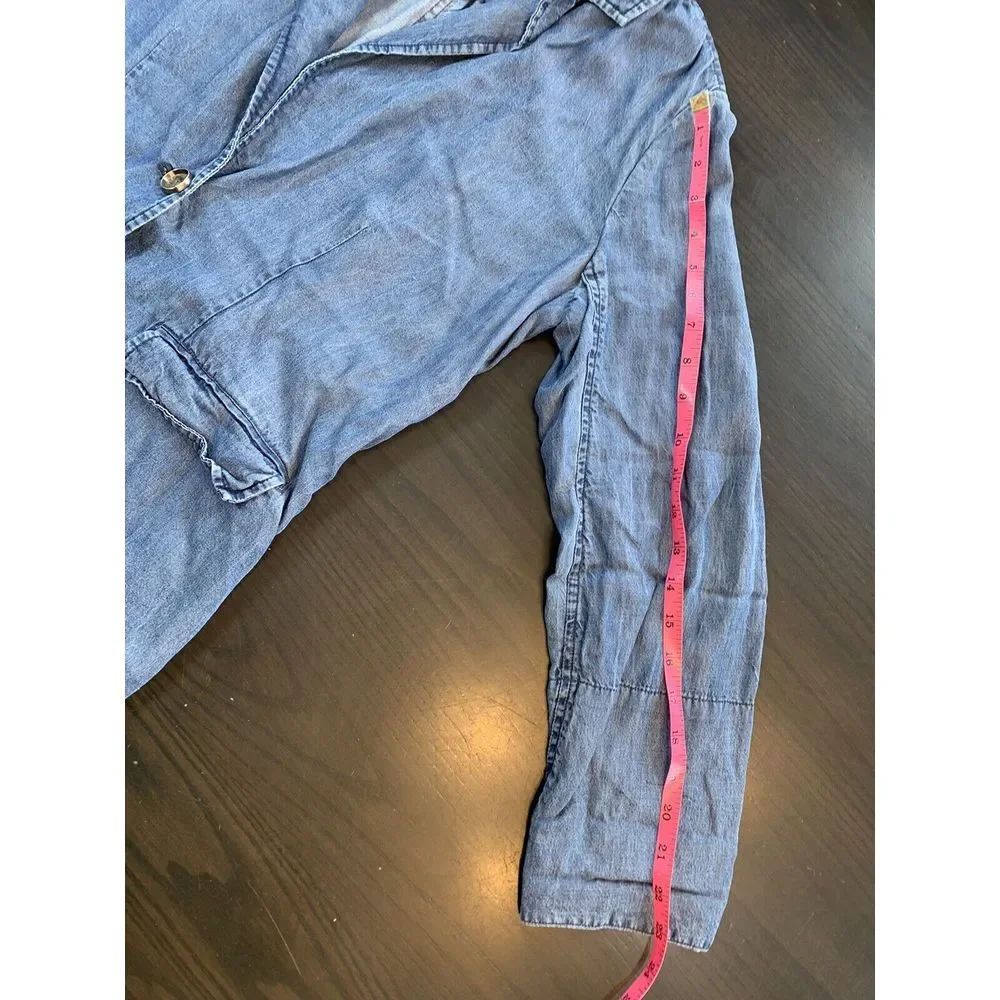 Soft Surroundings Chambray Jacket Women's PS‎ Petite Small Tencel Blue Blazer